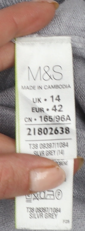 Marks & Spencer Women Grey UK 14 Cowl Neck Raglan Knit Jumper