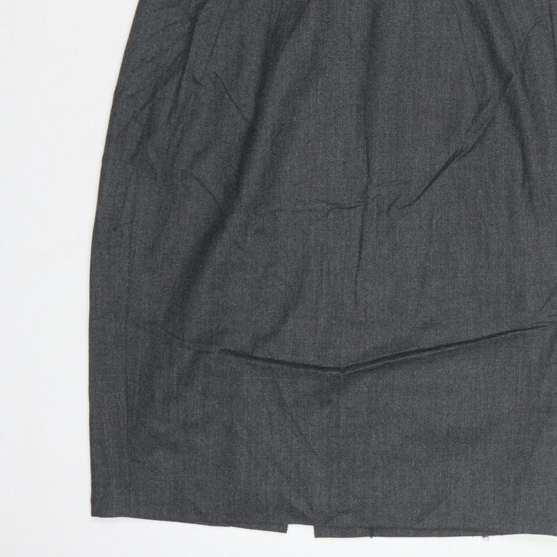 Hobbs Women Grey UK 10 Wool Pencil Dress Short Sleeve Workwear