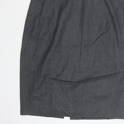 Hobbs Women Grey UK 10 Wool Pencil Dress Short Sleeve Workwear