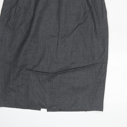 Hobbs Women Grey UK 10 Wool Pencil Dress Short Sleeve Workwear