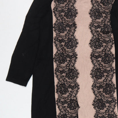 Coast Women Black Pink UK 12 Bodycon Knit Lace Knee Length Dress
