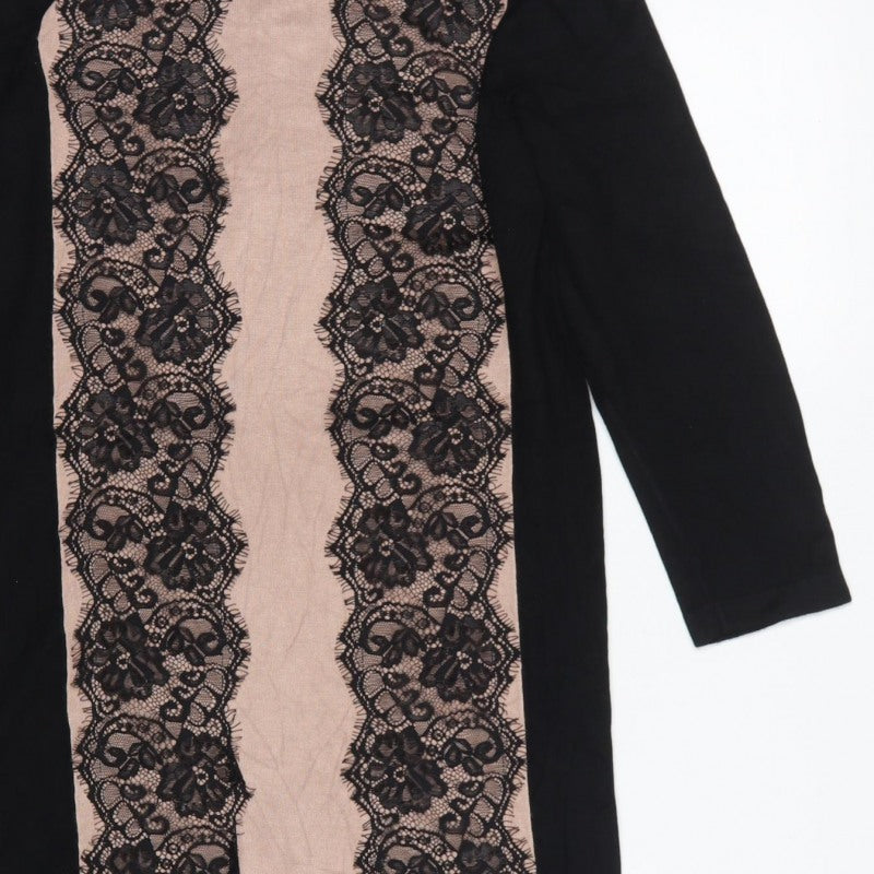 Coast Women Black Pink UK 12 Bodycon Knit Lace Knee Length Dress