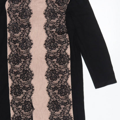Coast Women Black Pink UK 12 Bodycon Knit Lace Knee Length Dress