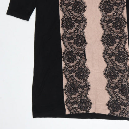 Coast Women Black Pink UK 12 Bodycon Knit Lace Knee Length Dress
