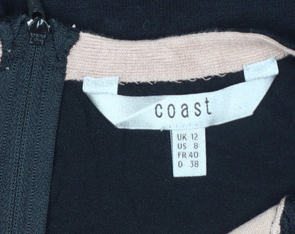 Coast Women Black Pink UK 12 Bodycon Knit Lace Knee Length Dress