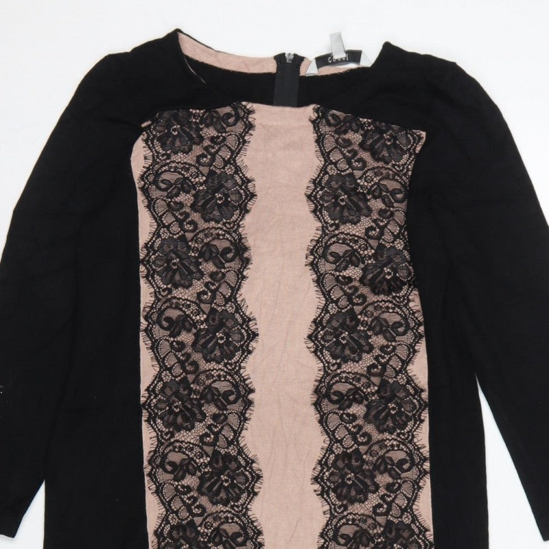 Coast Women Black Pink UK 12 Bodycon Knit Lace Knee Length Dress