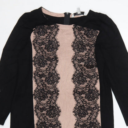 Coast Women Black Pink UK 12 Bodycon Knit Lace Knee Length Dress