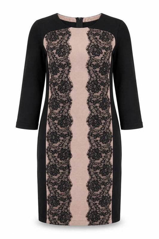Coast Women Black Pink UK 12 Bodycon Knit Lace Knee Length Dress
