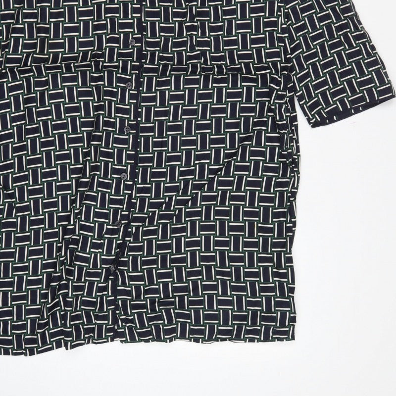 Hobbs Women Black Geometric UK 16 Knee Length Shirt Dress Belted