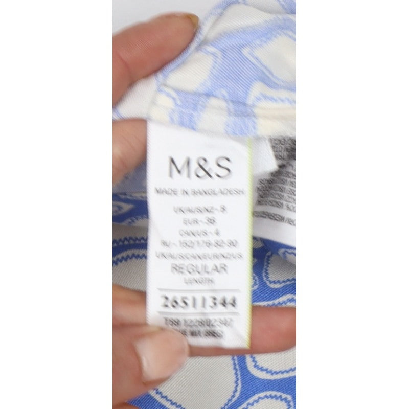 Marks & Spencer Women Blue Geometric UK 8 Shift Mini Dress