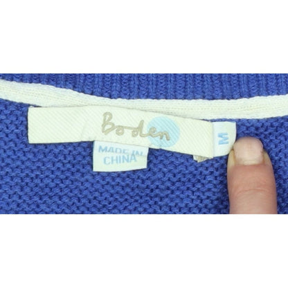 Boden Women Blue M Cotton Knit V-Neck Long Sleeve Jumper Dress