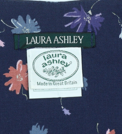 Laura Ashley Women Blue UK 12 Floral Cotton Short Blazer Jacket