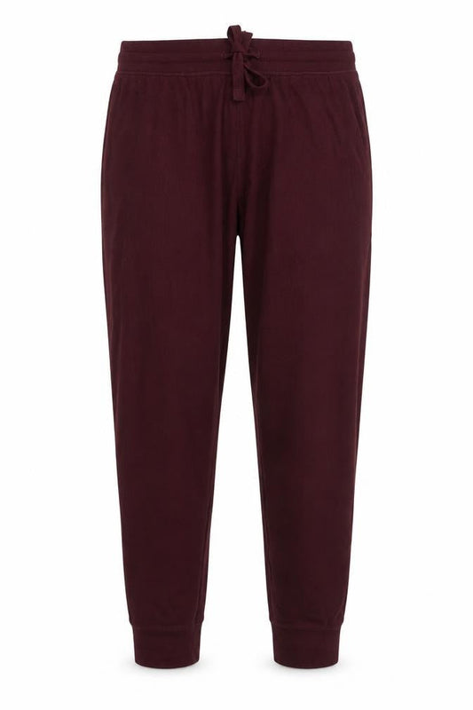 Front view of Marks & Spencer Men Red M Ribbed Drawstring Lounge Pyjama Pants