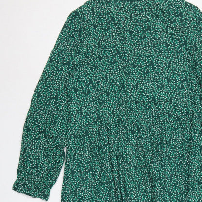 Seasalt Cornwall Women Green Leaf Print UK 14 A-Line Cotton Dress