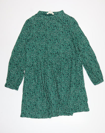 Seasalt Cornwall Women Green Leaf Print UK 14 A-Line Cotton Dress