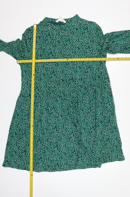 Seasalt Cornwall Women Green Leaf Print UK 14 A-Line Cotton Dress