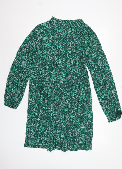 Seasalt Cornwall Women Green Leaf Print UK 14 A-Line Cotton Dress