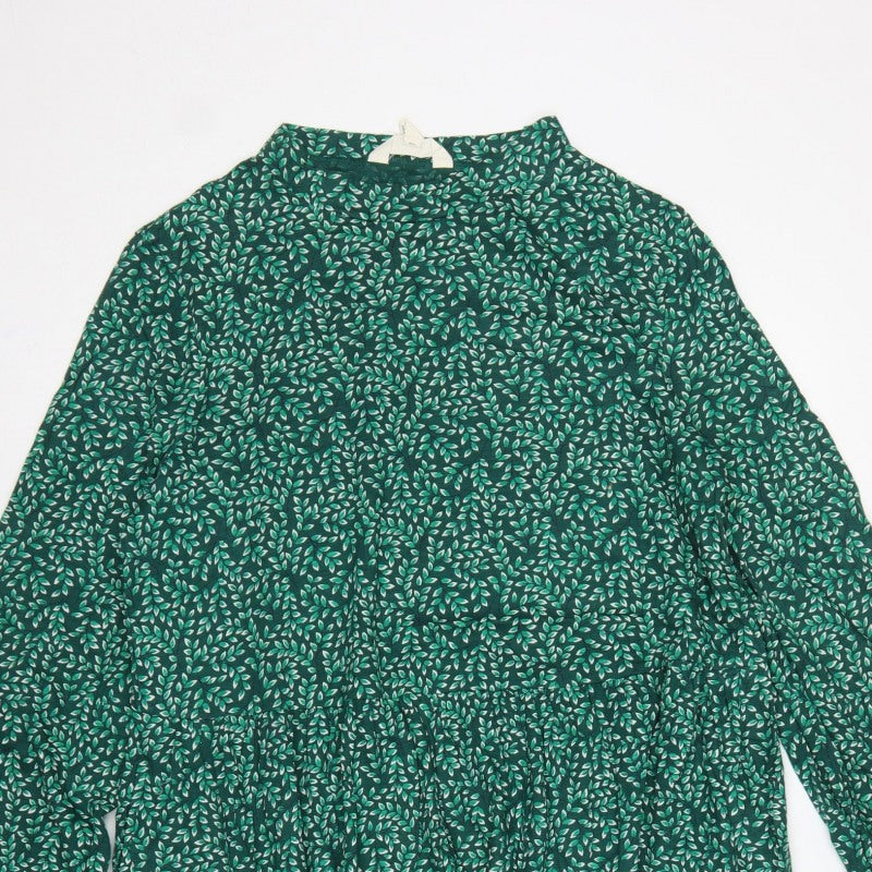 Seasalt Cornwall Women Green Leaf Print UK 14 A-Line Cotton Dress
