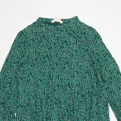 Seasalt Cornwall Women Green Leaf Print UK 14 A-Line Cotton Dress
