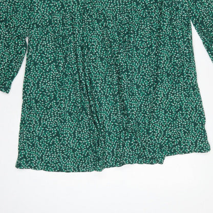 Seasalt Cornwall Women Green Leaf Print UK 14 A-Line Cotton Dress