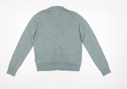 Marks & Spencer Women Grey Size 12 Merino Wool Button Cardigan