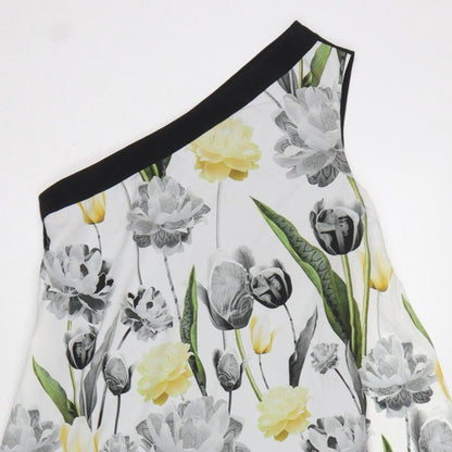 Ted Baker Women Multicoloured Floral One Shoulder A-Line Dress UK 10