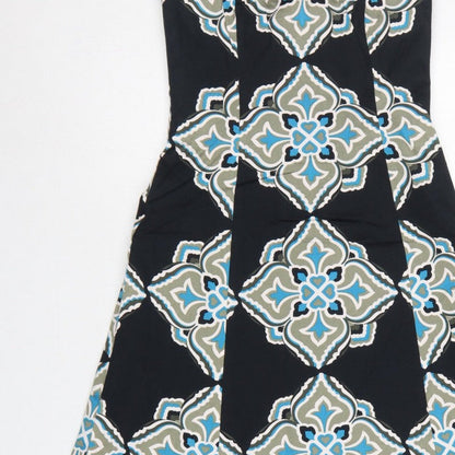 Coast Women Black Geometric Strapless A-Line Dress Size 8