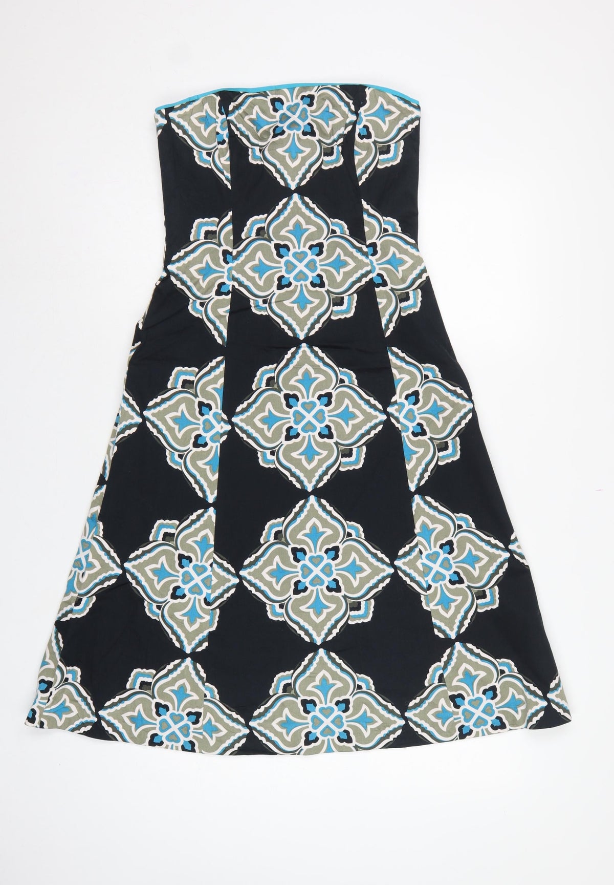 Coast Women Black Geometric Strapless A-Line Dress Size 8