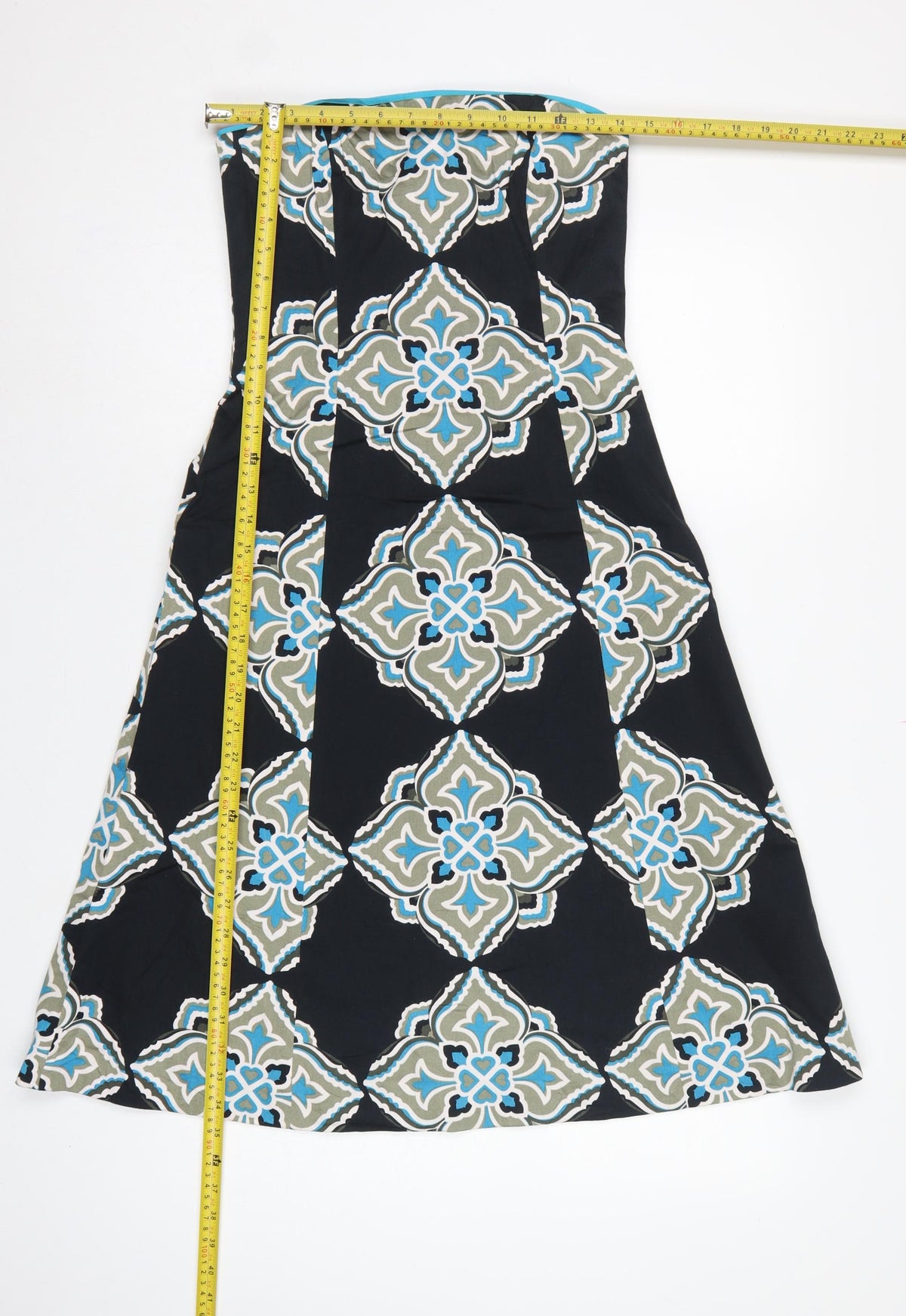Coast Women Black Geometric Strapless A-Line Dress Size 8