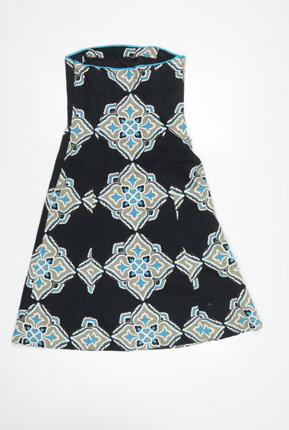 Coast Women Black Geometric Strapless A-Line Dress Size 8
