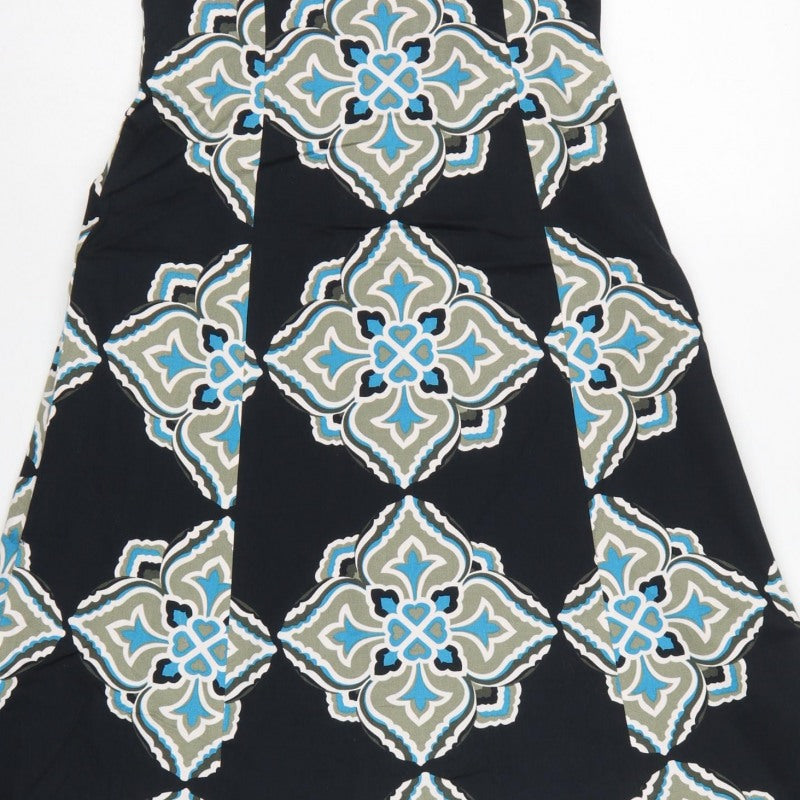Coast Women Black Geometric Strapless A-Line Dress Size 8