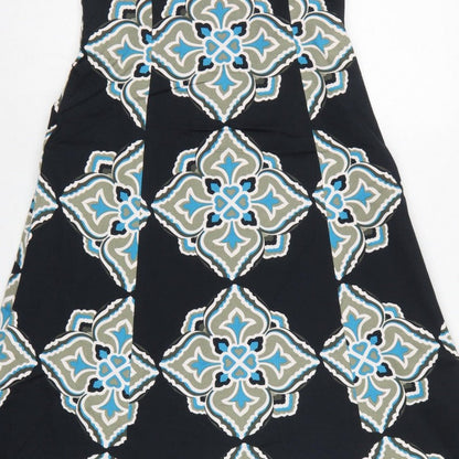Coast Women Black Geometric Strapless A-Line Dress Size 8