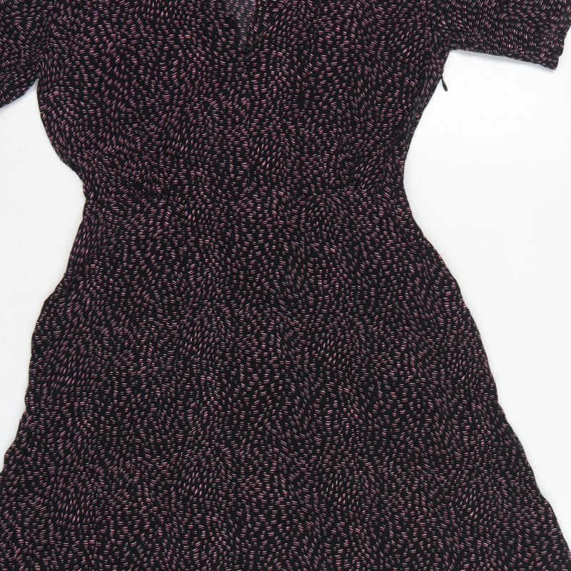 & Other Stories Women Black Pink UK 10 Fit & Flare Collared Dress