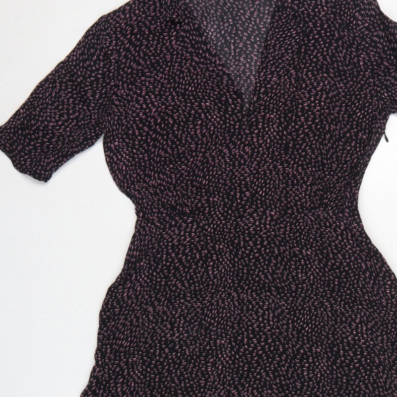 & Other Stories Women Black Pink UK 10 Fit & Flare Collared Dress