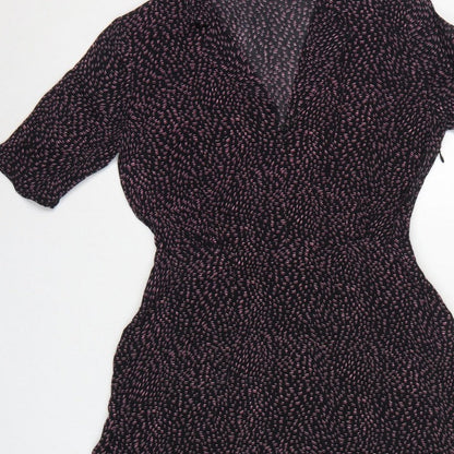 & Other Stories Women Black Pink UK 10 Fit & Flare Collared Dress