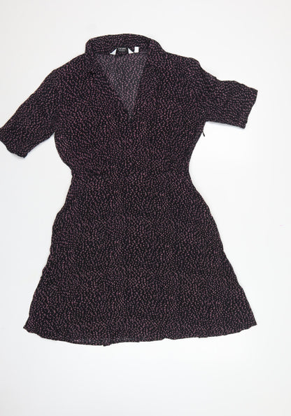 & Other Stories Women Black Pink UK 10 Fit & Flare Collared Dress