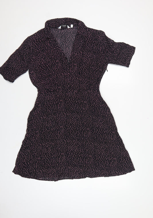 & Other Stories Women Black Pink UK 10 Fit & Flare Collared Dress