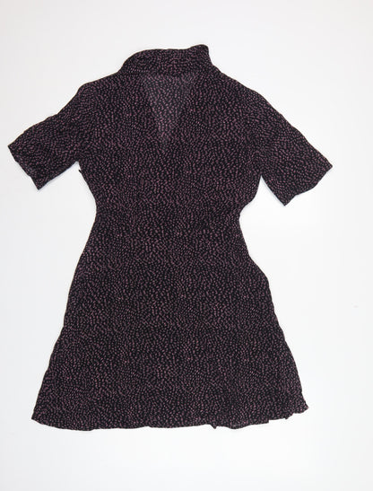 & Other Stories Women Black Pink UK 10 Fit & Flare Collared Dress