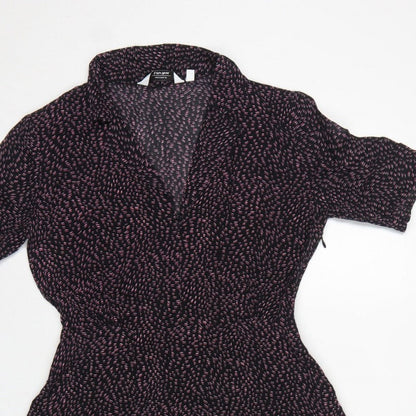 & Other Stories Women Black Pink UK 10 Fit & Flare Collared Dress