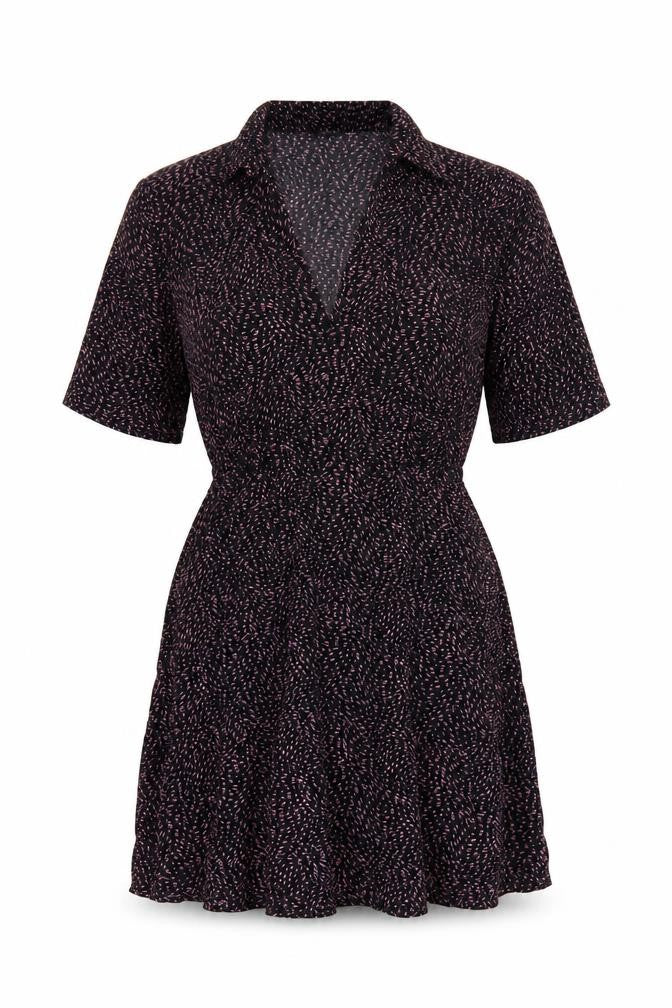 & Other Stories Women Black Pink UK 10 Fit & Flare Collared Dress