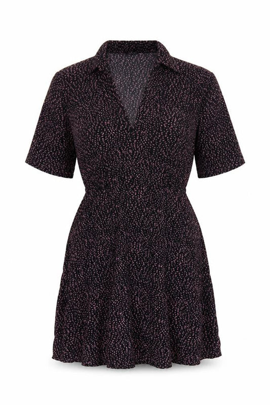 & Other Stories Women Black Pink UK 10 Fit & Flare Collared Dress