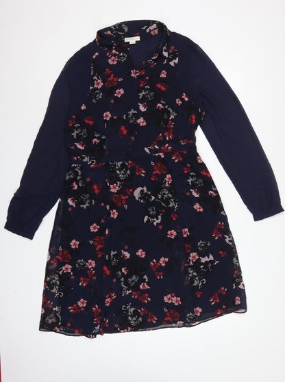 Monsoon Women Blue Floral UK 14 Knee Length Fit & Flare Dress