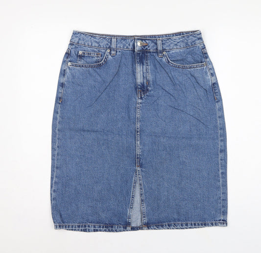 Marks and Spencer Women Blue UK 6 Denim Pencil Knee Length Skirt