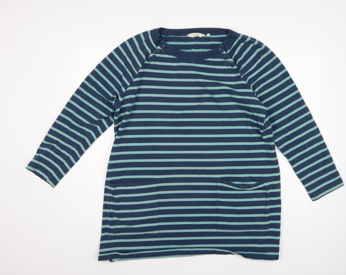 Seasalt Cornwall Women Blue Striped UK 20 Organic Cotton Tamper Tunic