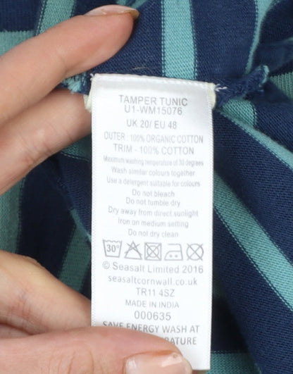 Seasalt Cornwall Women Blue Striped UK 20 Organic Cotton Tamper Tunic