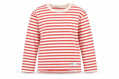 Zara Women Red Cream Striped Cotton Jersey Long Sleeve T-Shirt L