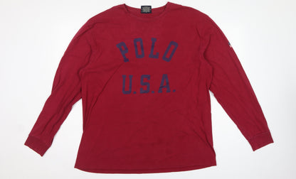 Polo Sport Ralph Lauren Men’s Red L USA Graphic Long Sleeve T-Shirt