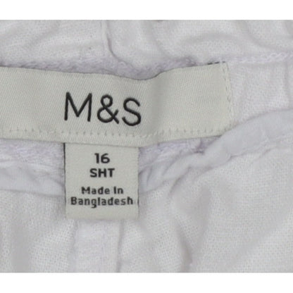 Marks and Spencer Women White Linen Blend Drawstring Jogger Trousers UK 16