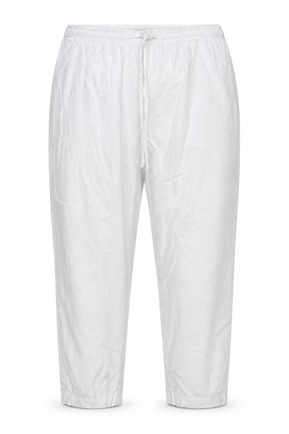 Marks and Spencer Women White Linen Blend Drawstring Jogger Trousers UK 16