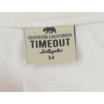 Timeout Women White Navy Striped M 3/4 Sleeve Jersey T-Shirt